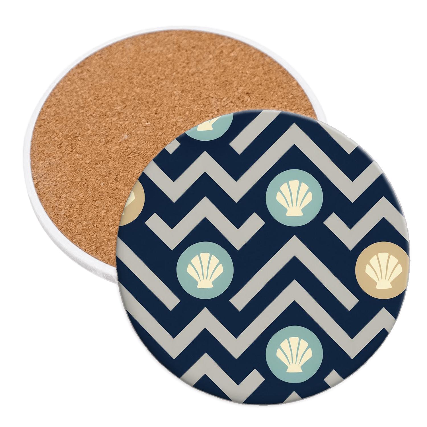 Midnight Zigzag Shell Medallions coasters for home decor