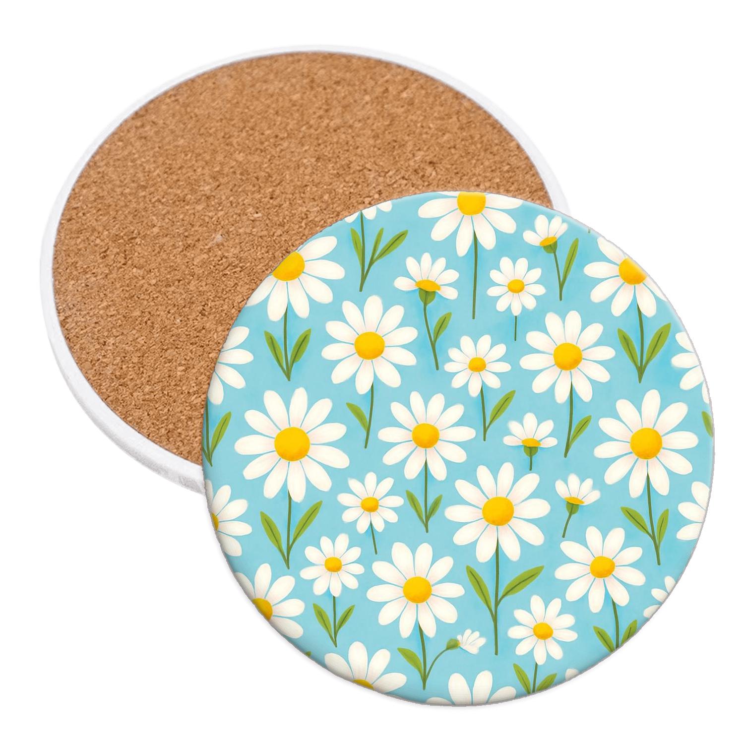 Sunlit Daisy Meadow Scatter cork coaster sets