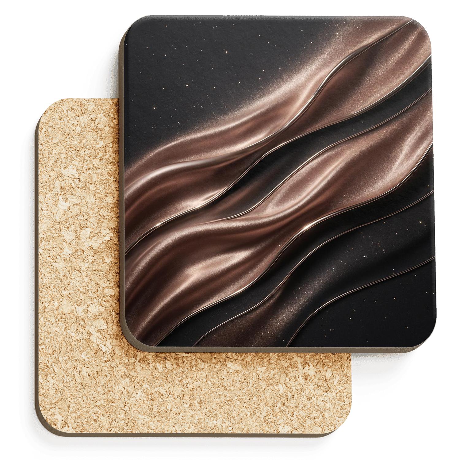 Rose Gold Glitter Runway Ripples custom engraved coasters