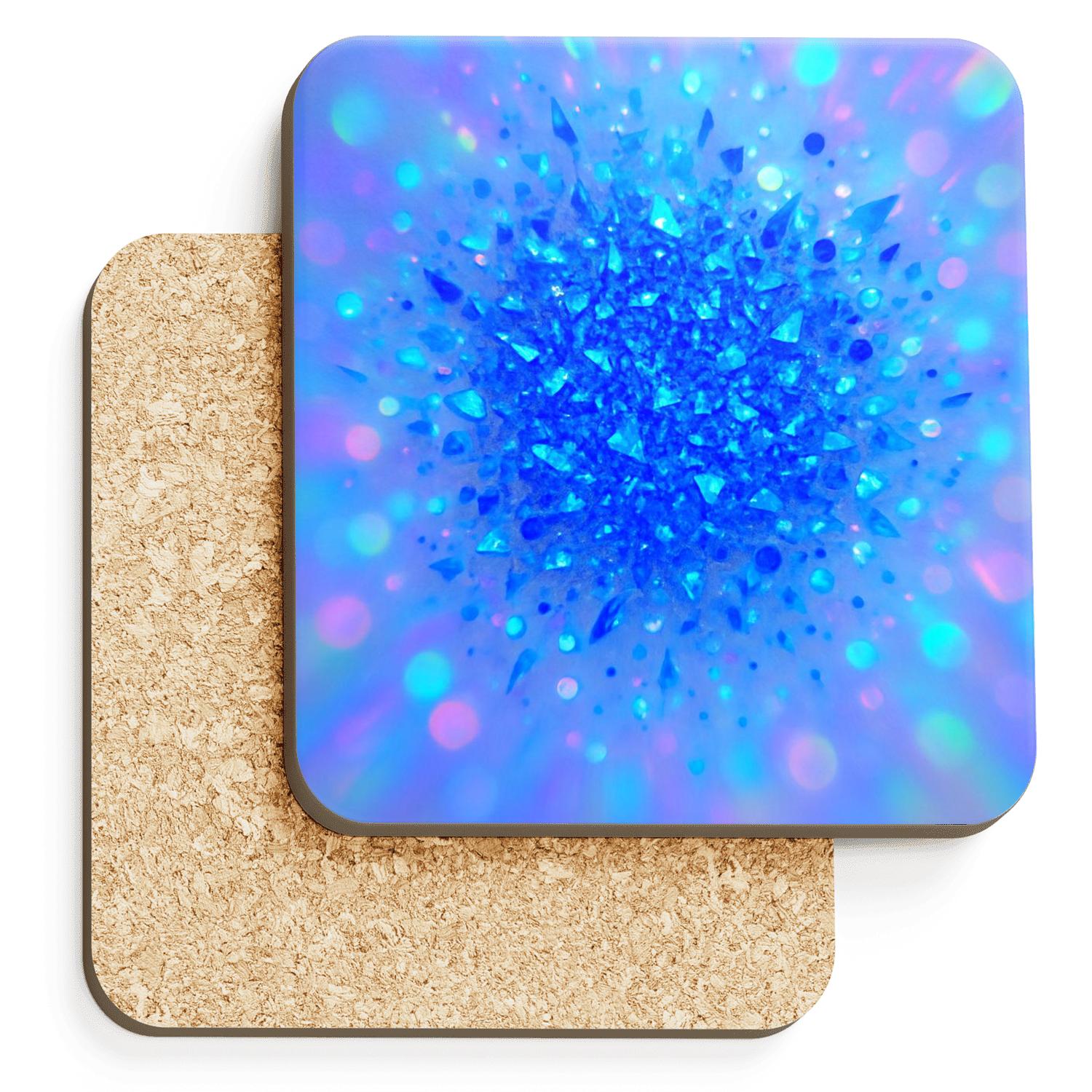 Electric Sapphire Prism Confetti Glow decorative beverage coasters