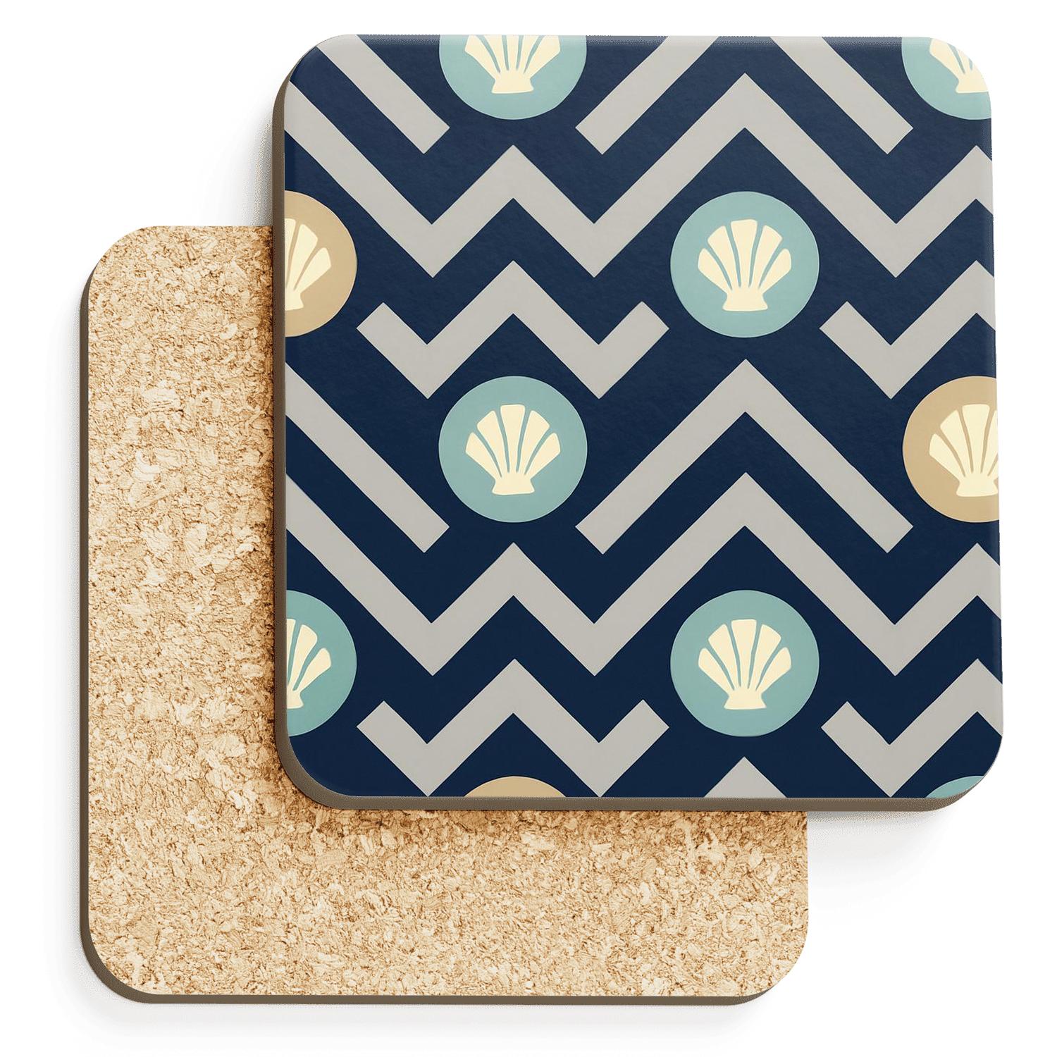 Midnight Zigzag Shell Medallions elegant tabletop coasters