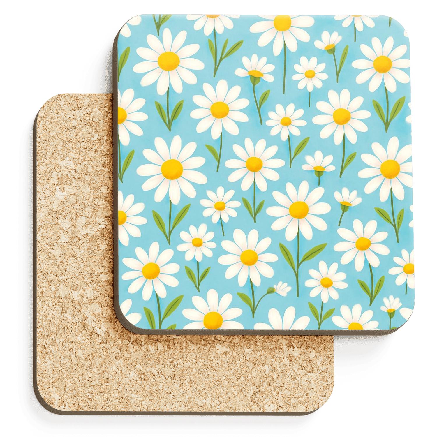 Sunlit Daisy Meadow Scatter decorative beverage coasters