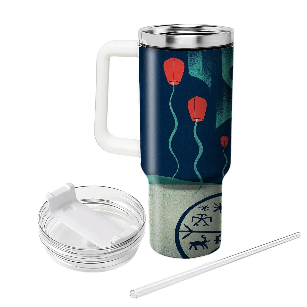 Aurora Drum Lanterns Arctic Fusion Festival decorative tumblers