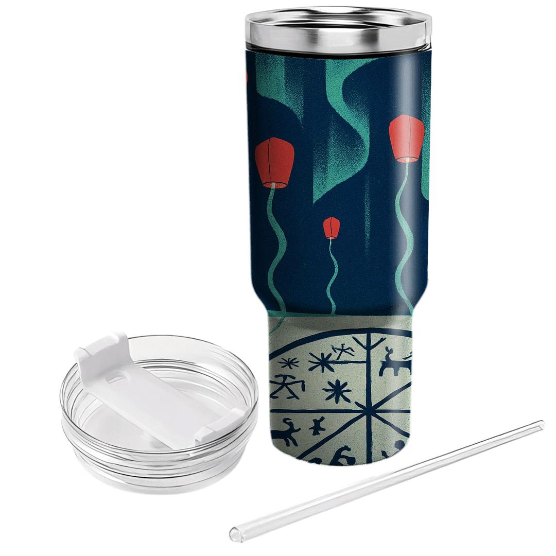 Aurora Drum Lanterns Arctic Fusion Festival decorative tumblers