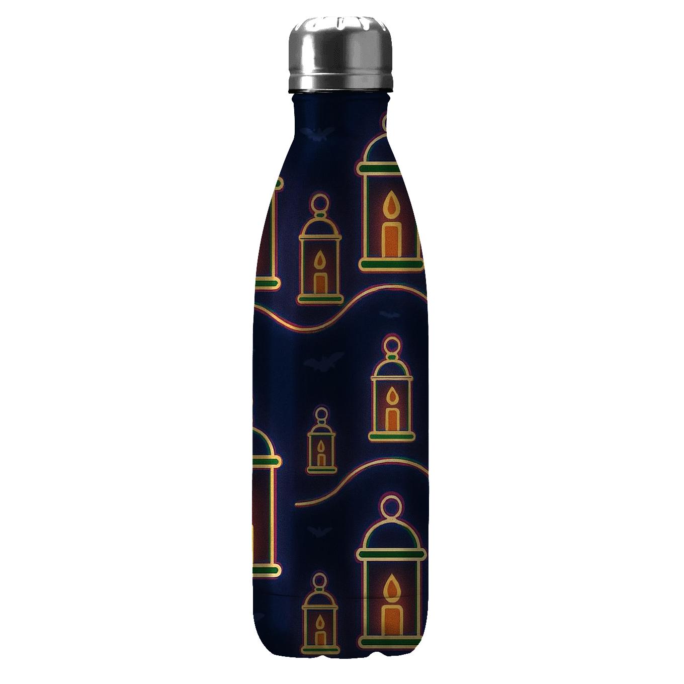 Neon Lantern Carnival Wave On Deep Navy Night water bottle cups