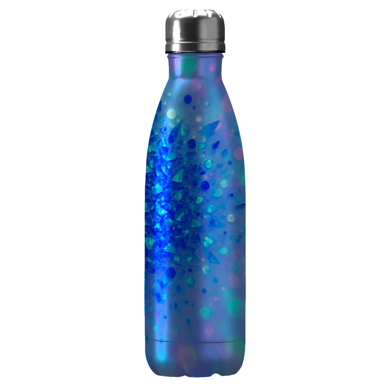 Electric Sapphire Prism Confetti Glow water bottles with lids