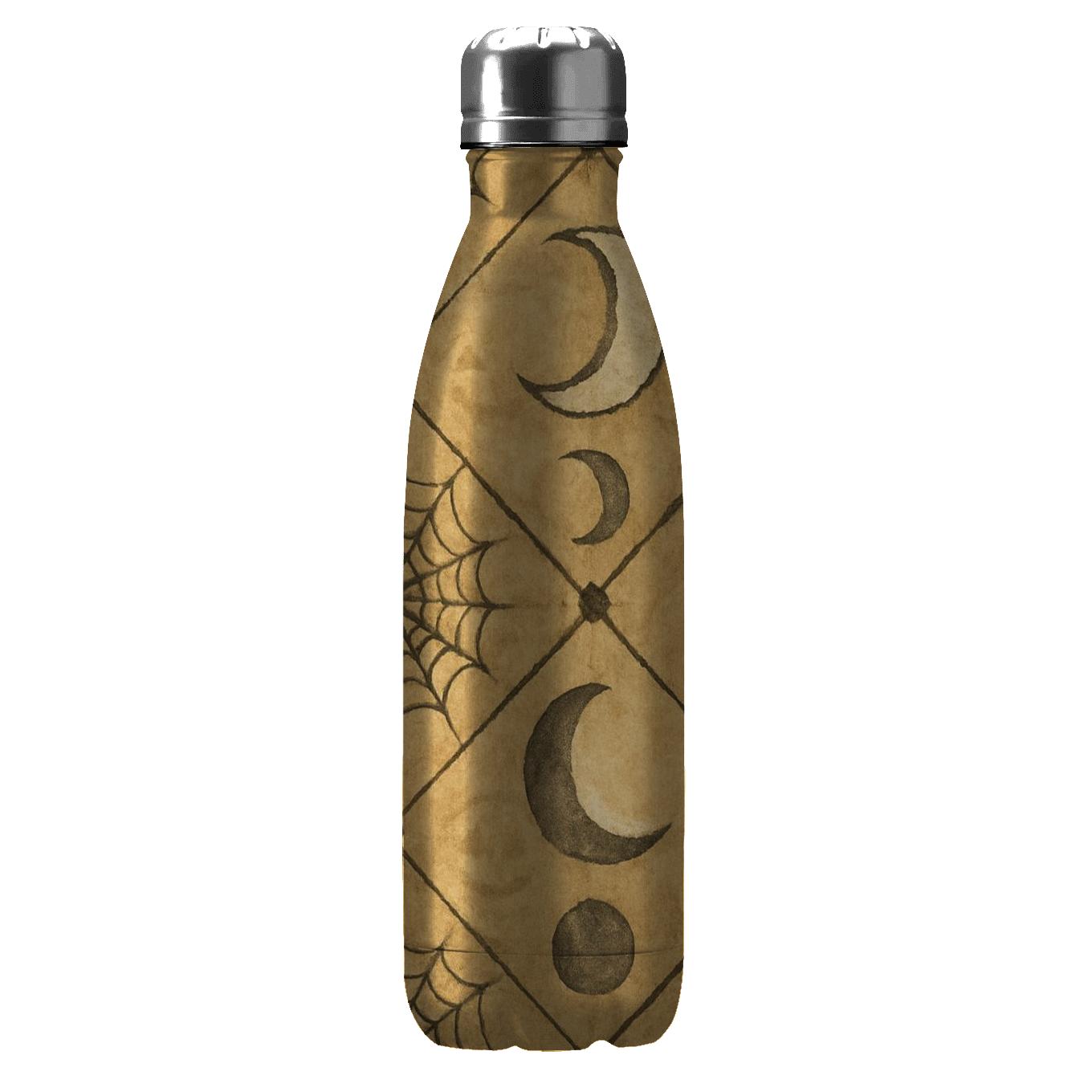 Sepia Parchment Moon Phase Cobweb Lattice custom water bottles