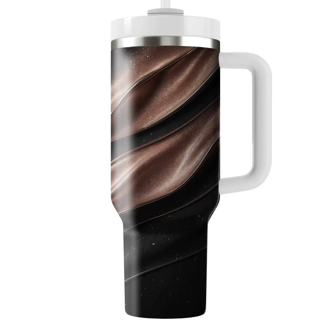 Rose Gold Glitter Runway Ripples travel tumblers