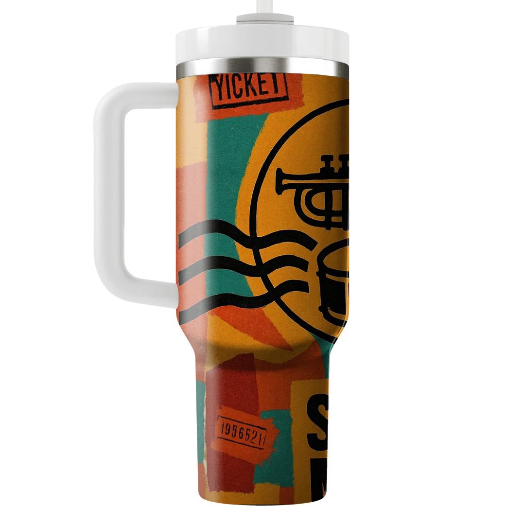 Brass Band Block Party Collage tumblers with lids