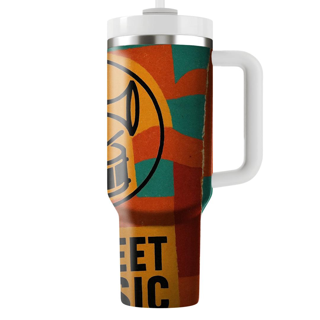 Brass Band Block Party Collage tumblers with lids