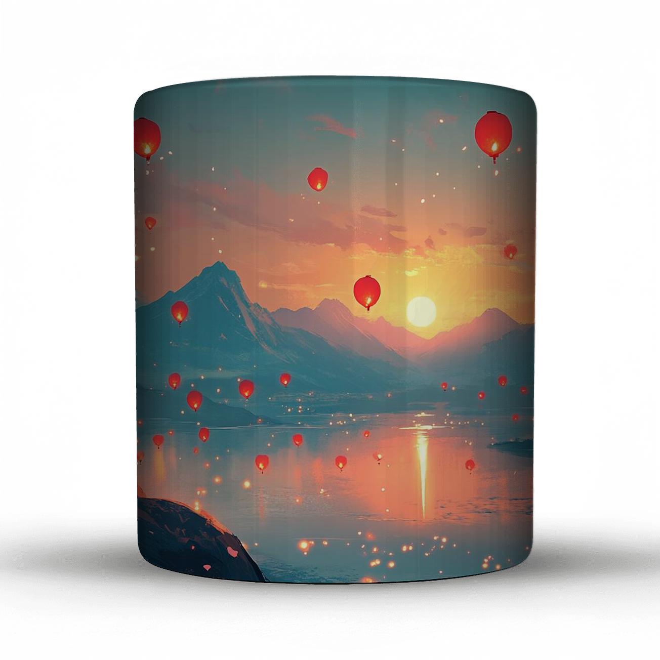 Mulan Mountain Lantern Festival Disney Inspired travel mugs with handles