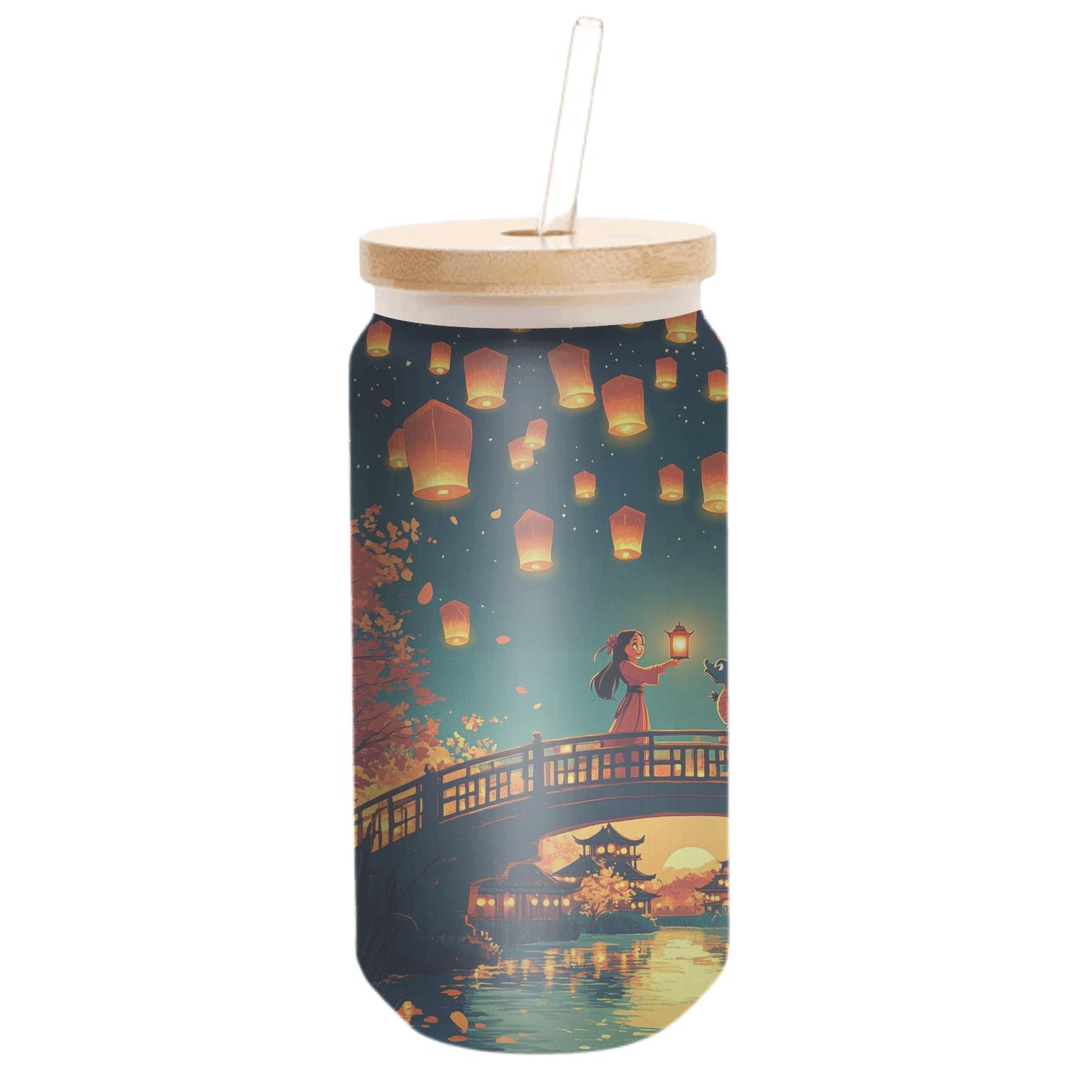 Mulan And Mushu Lantern Sky Parade Disney Inspired custom engraved glassware