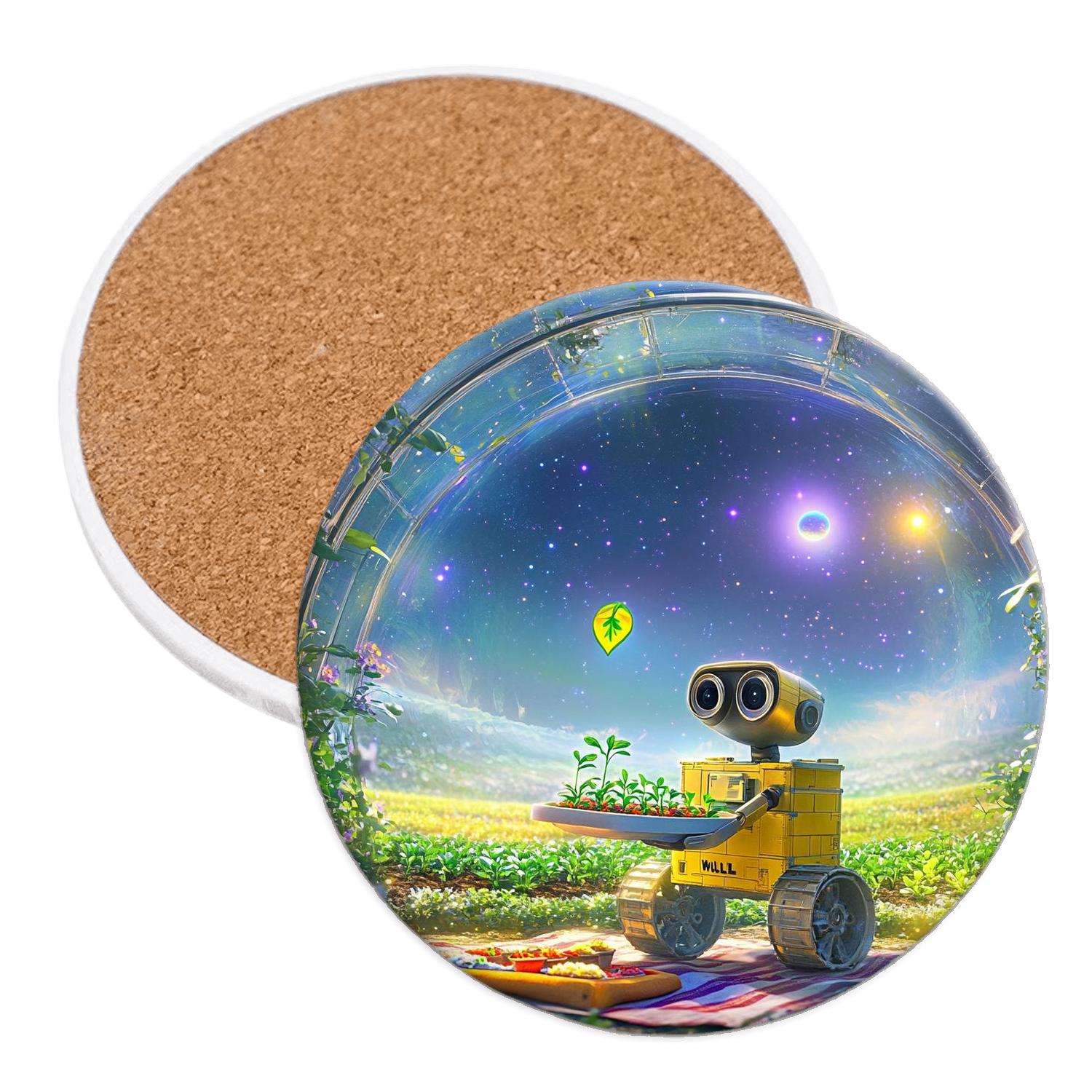 WALL E Cosmic Garden Picnic Disney Inspired absorbent drink coasters