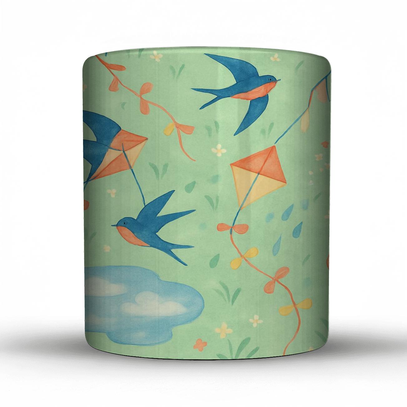 Spring Rain Kite Parade travel mugs with handles
