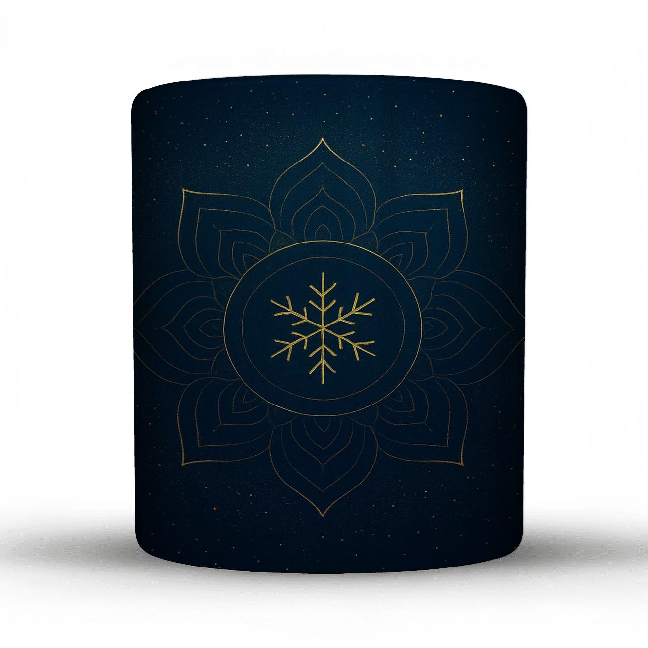 Starlit Rangoli Snowfall Fusion Night travel mugs with handles