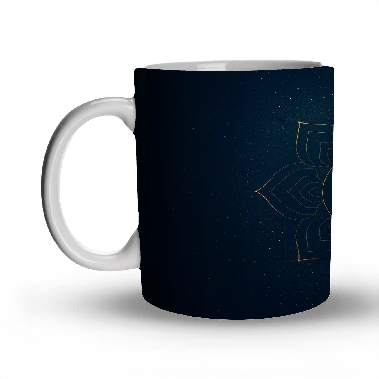 Starlit Rangoli Snowfall Fusion Night travel mugs with handles