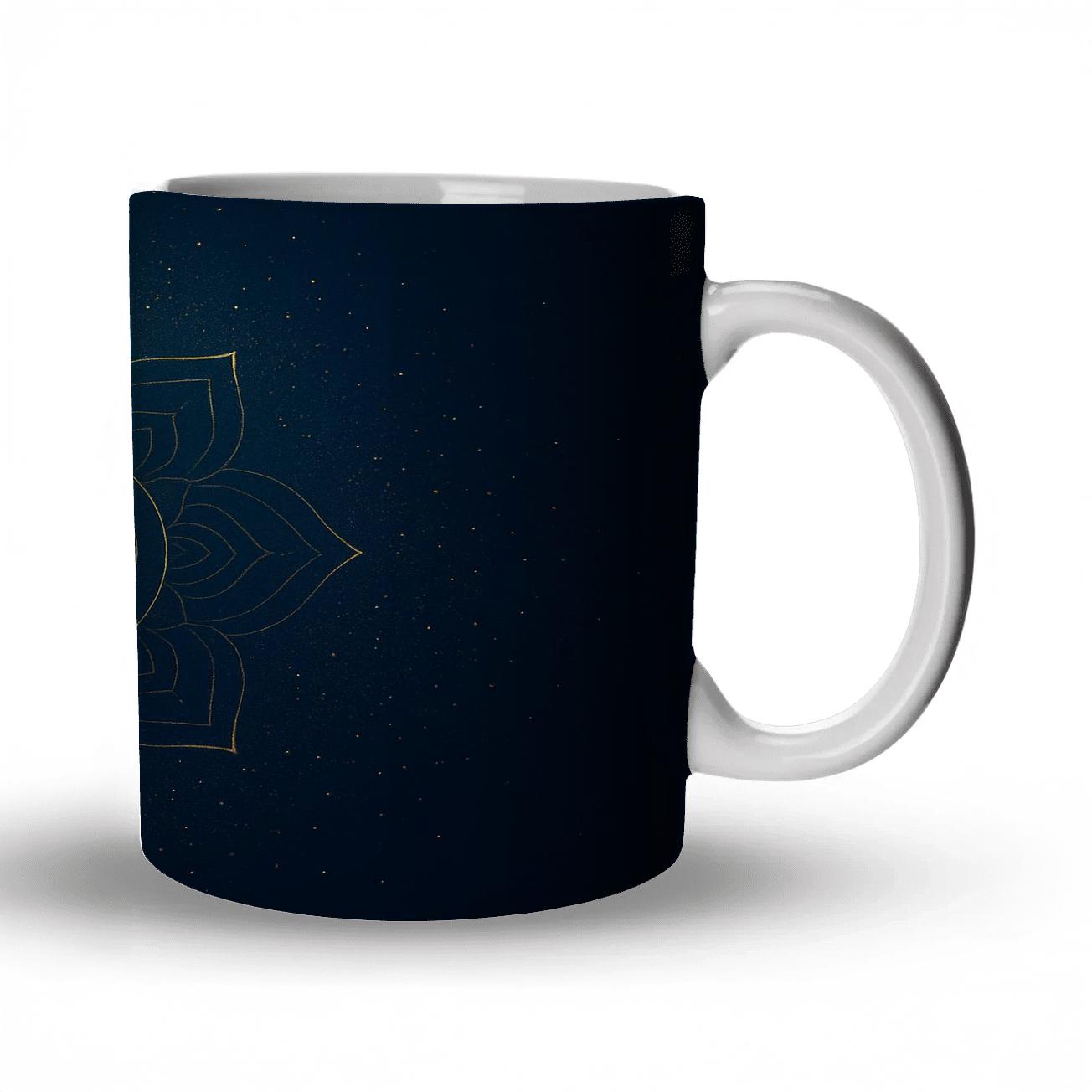 Starlit Rangoli Snowfall Fusion Night travel mugs with handles