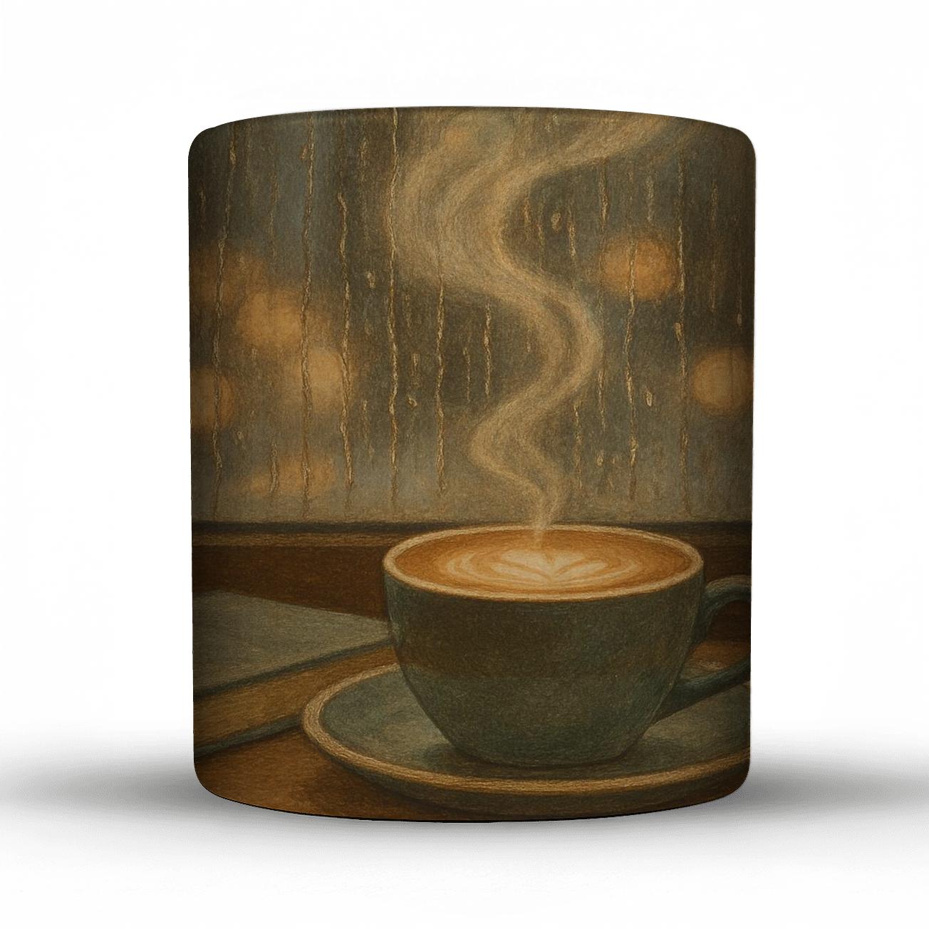 Rainy Window Cappuccino Quiet custom printed mugs