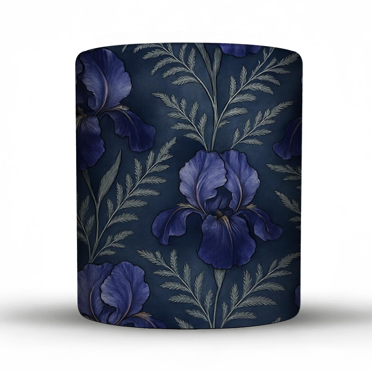 Moonlit Iris And Silver Fern Lattice ceramic coffee mugs