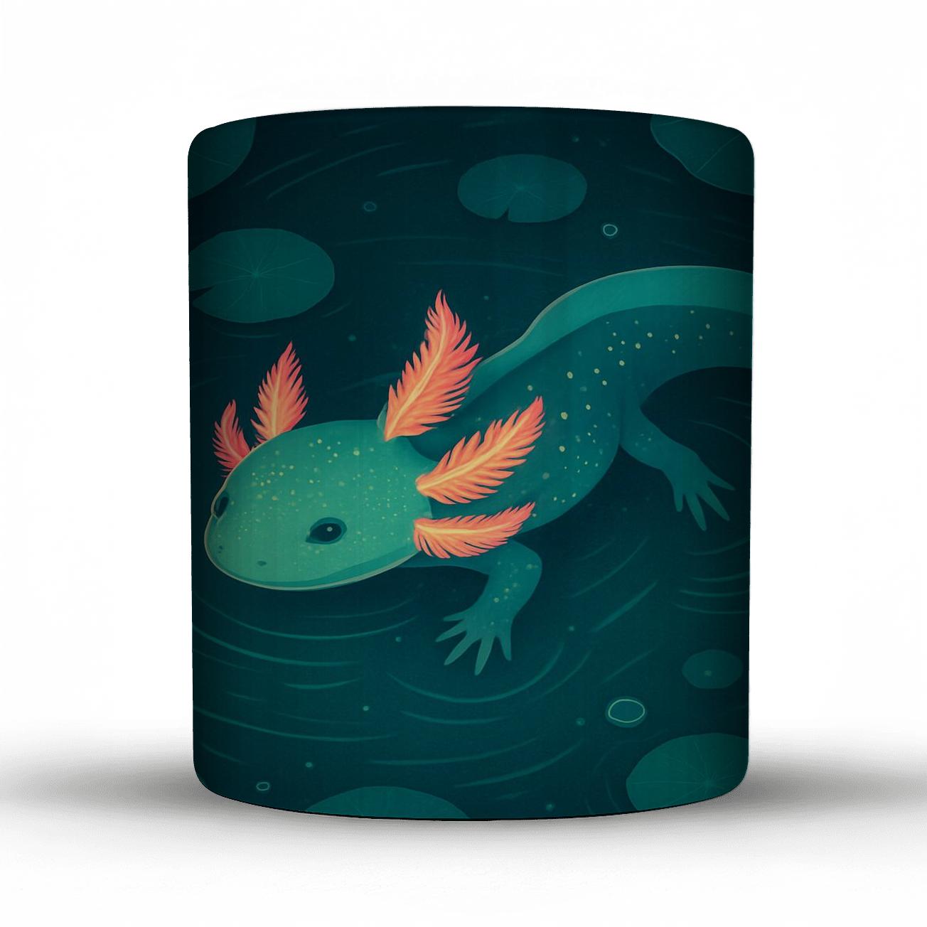 Bioluminescent Axolotl Lotus Pond personalized mugs