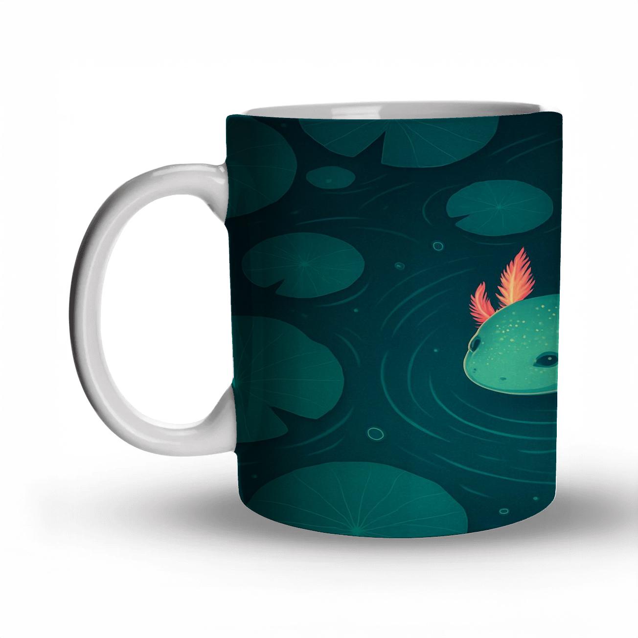 Bioluminescent Axolotl Lotus Pond personalized mugs