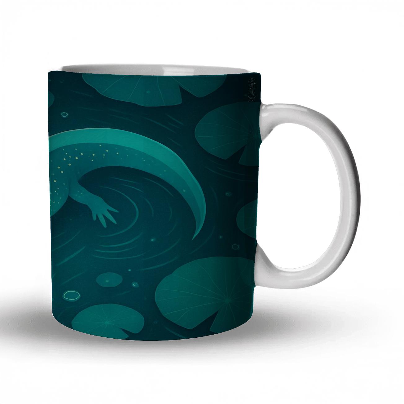 Bioluminescent Axolotl Lotus Pond personalized mugs