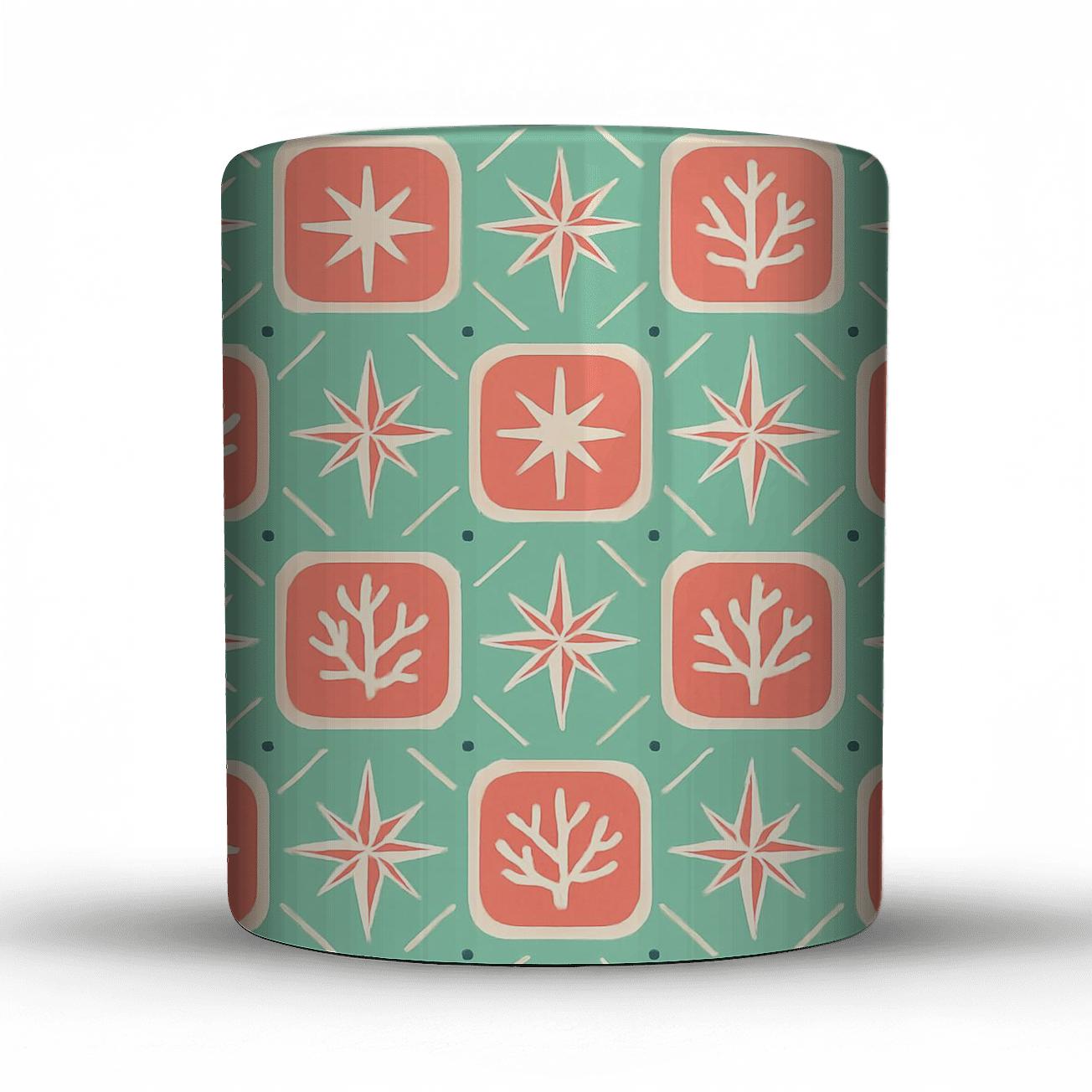 Coral Compass Mosaic In Mint And Coral decorative mug sets
