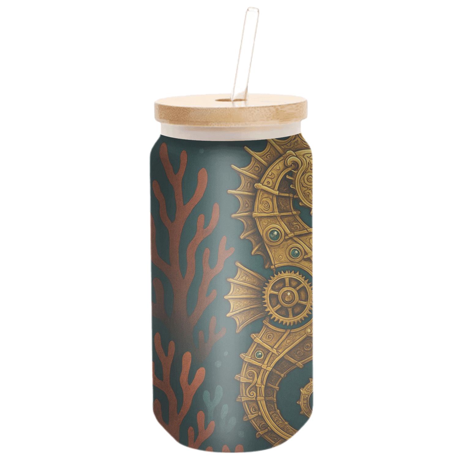 Clockwork Seahorse Garden artisan blown glass drinkware