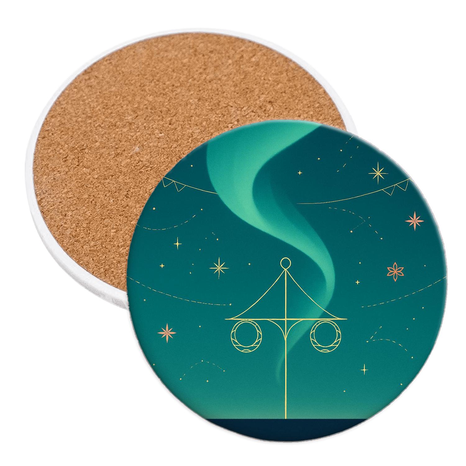 Aurora Ribbon Maypole absorbent drink coasters