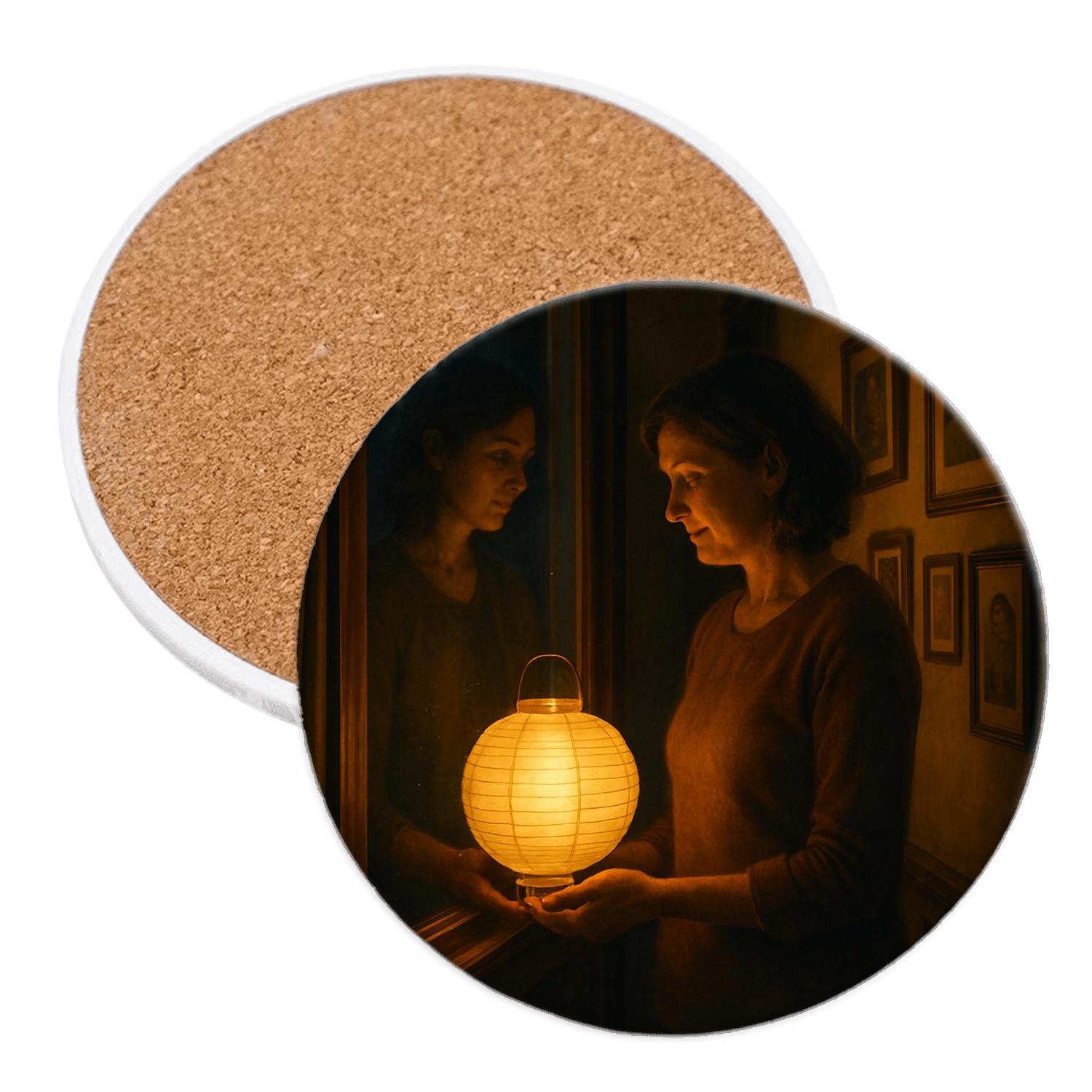 Lantern In The Window Of Every Year coasters for home decor