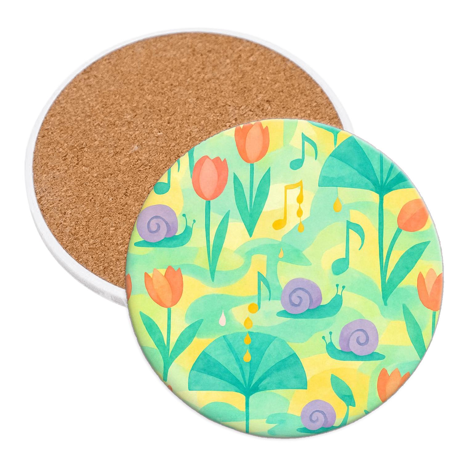 Spring Rain Garden Symphony personalized drink coasters