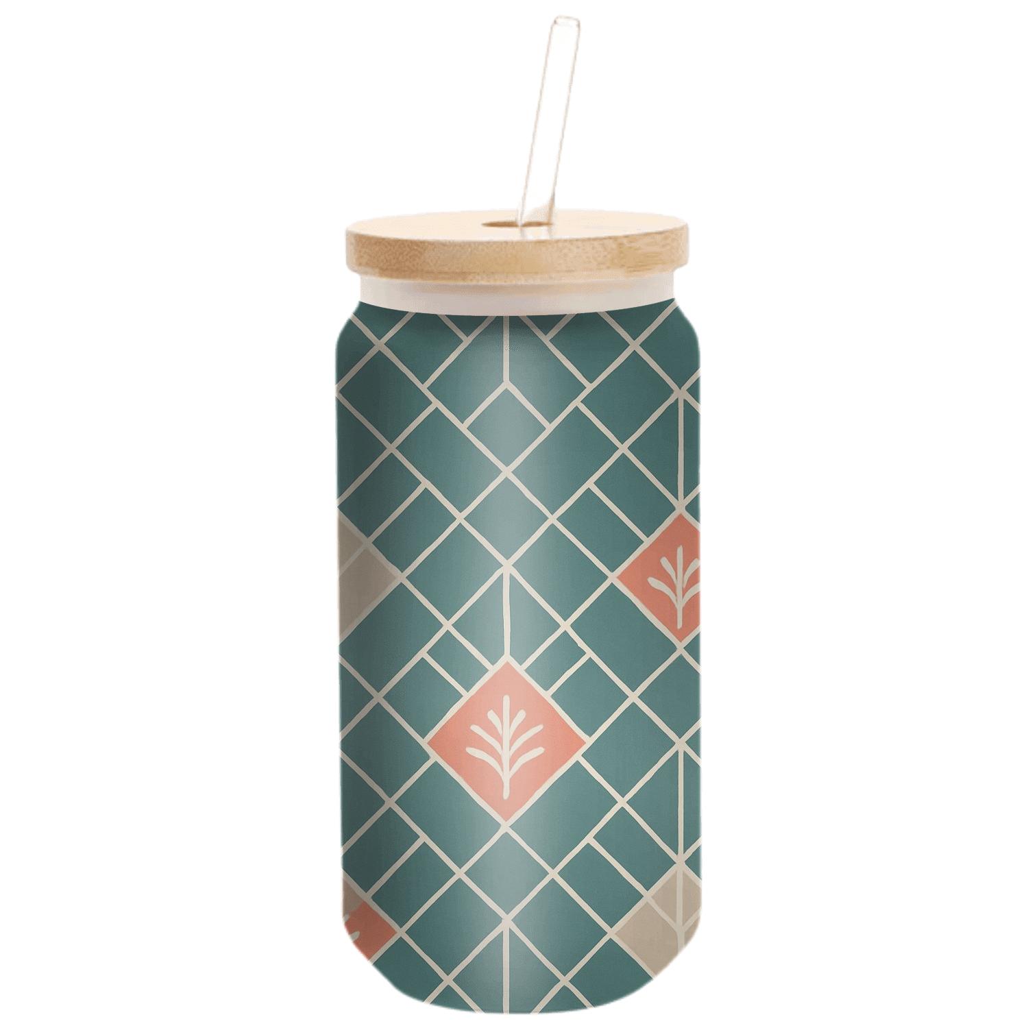 Interlocking Kite Mosaic With Palm Sprig Motifs premium crystal drinkware