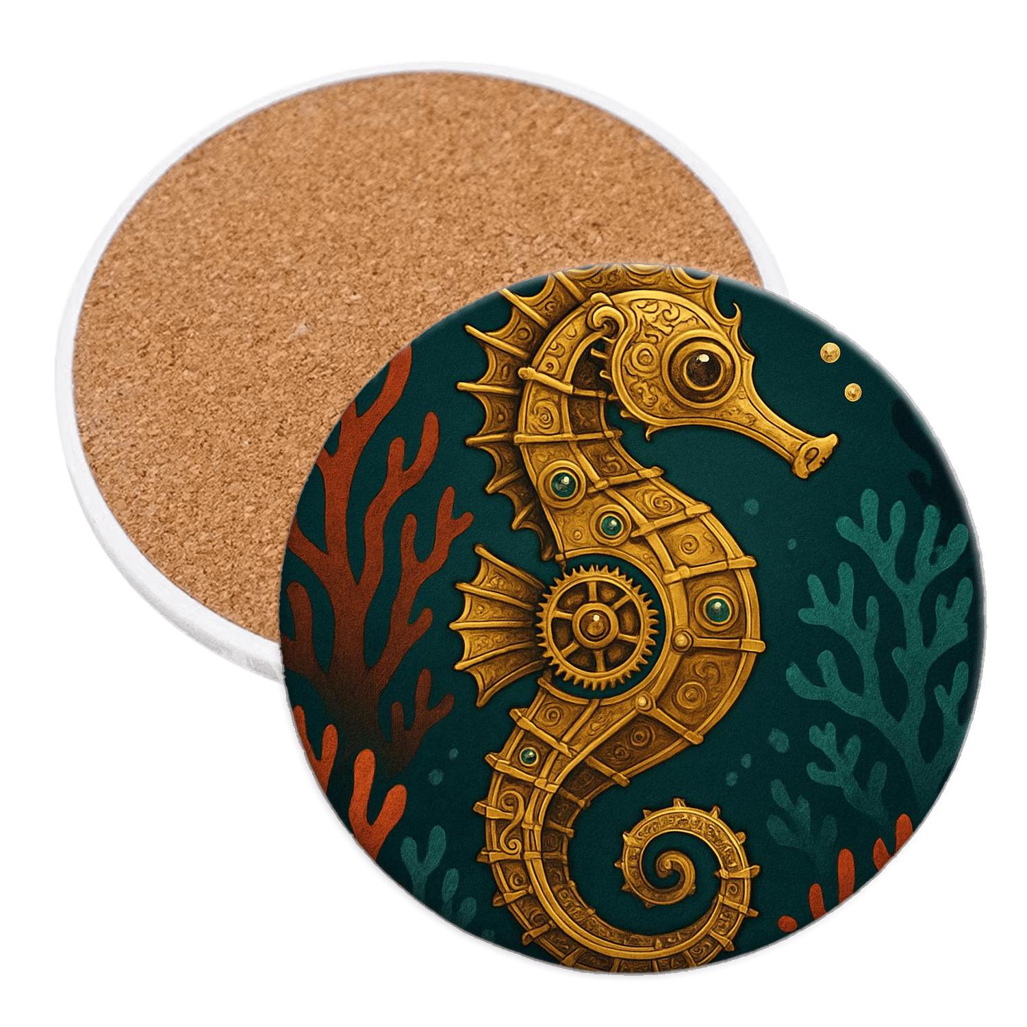 Clockwork Seahorse Garden stone coaster collections