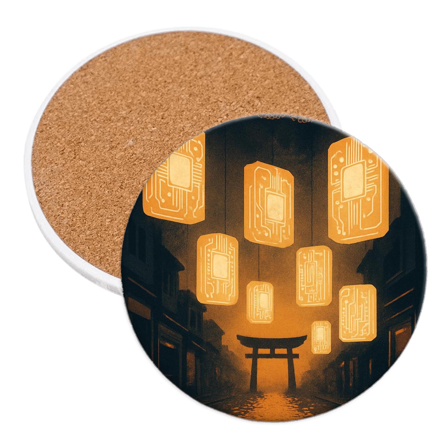 Ancestral Circuit Lantern Night decorative beverage coasters