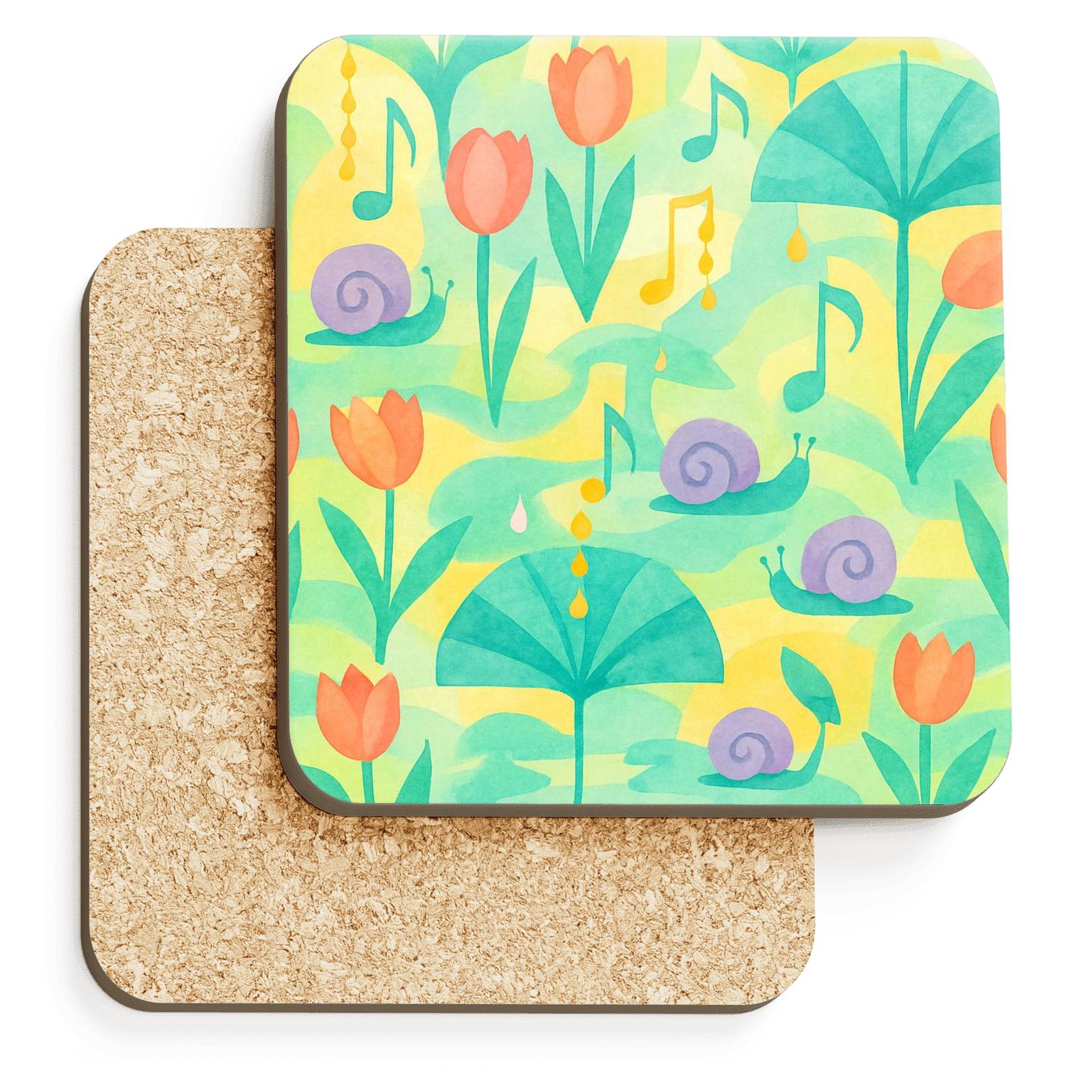 Spring Rain Garden Symphony decorative beverage coasters