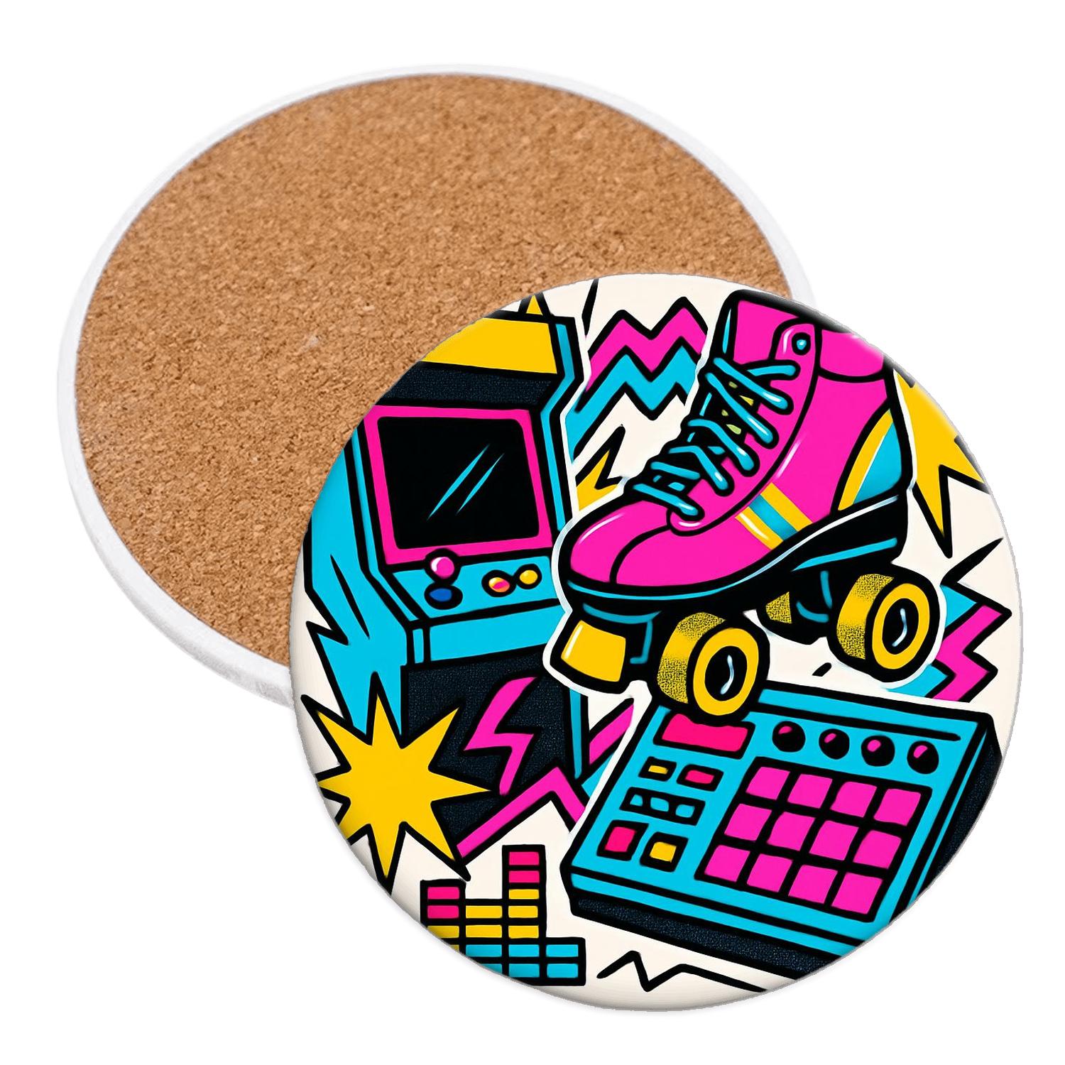 Future Funk Arcade Beat Collage stone coaster collections