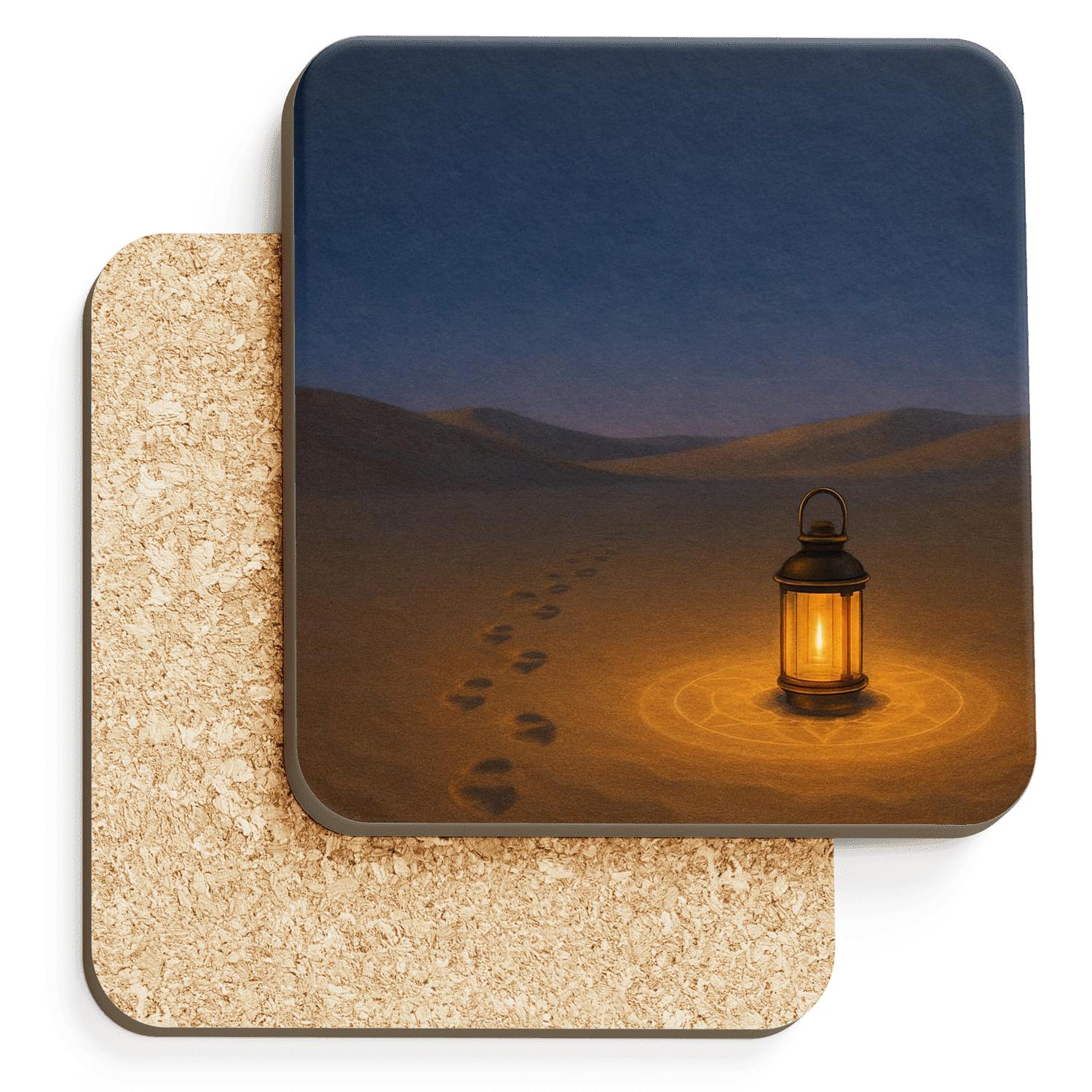 Sanctuary Lantern In The Quiet Desert cork coaster sets