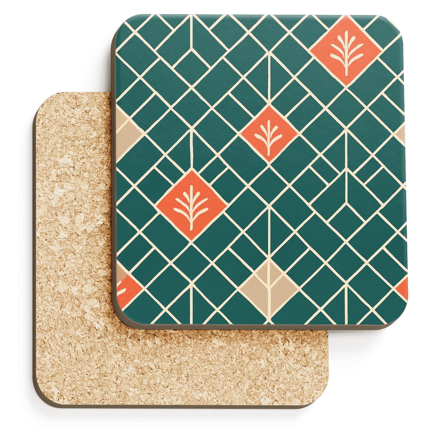 Interlocking Kite Mosaic With Palm Sprig Motifs elegant tabletop coasters