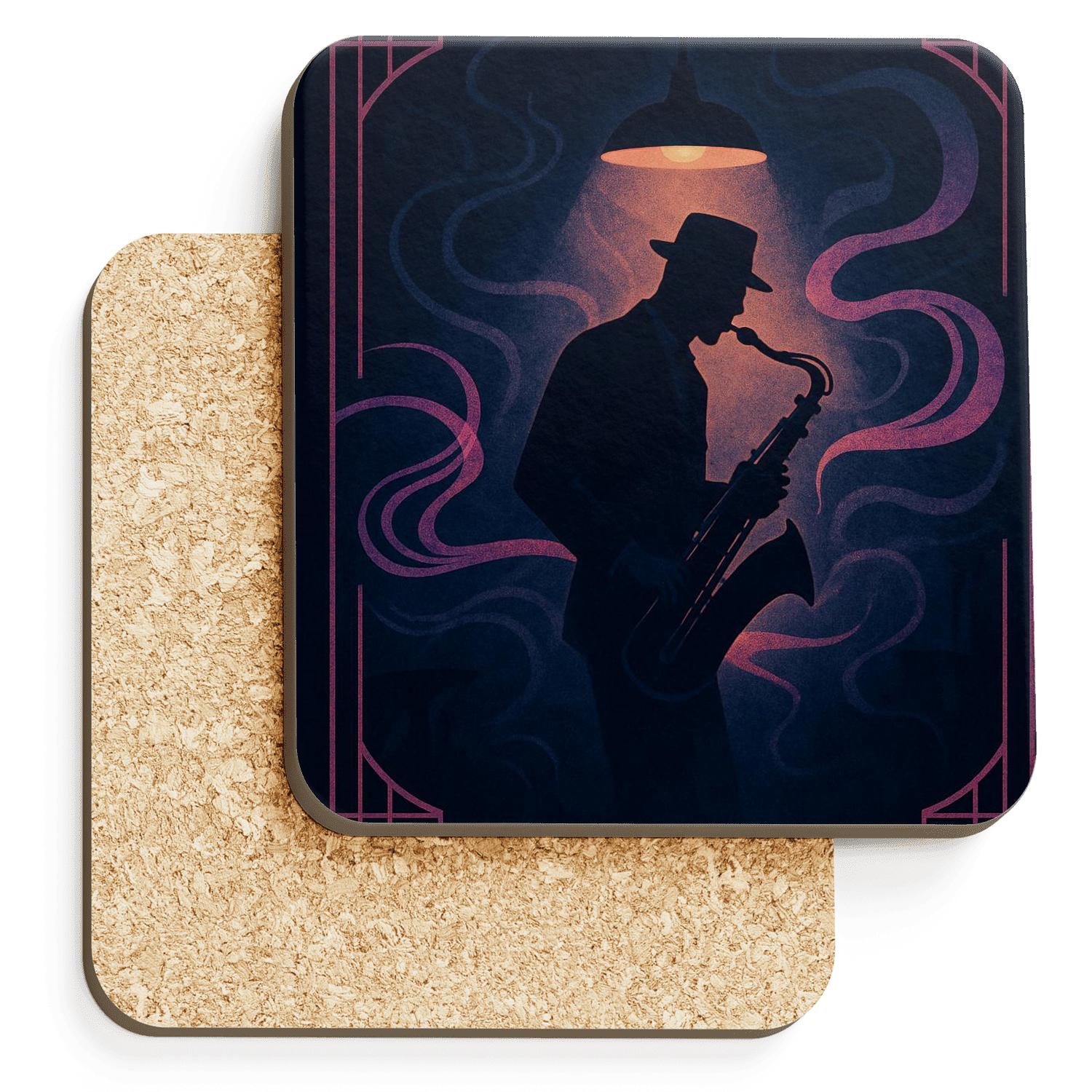 Midnight Jazz Neon Noir personalized drink coasters