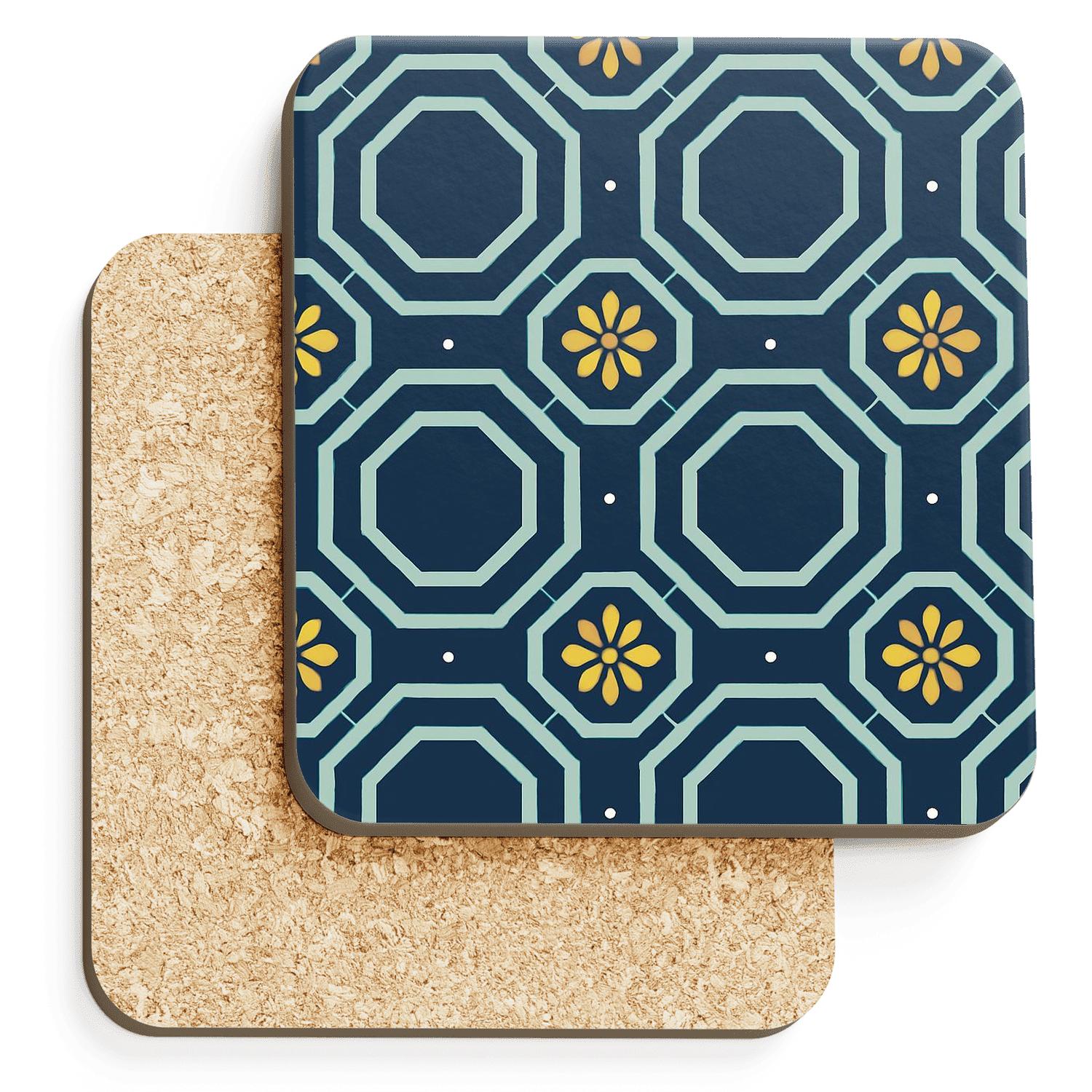 Concentric Octagon Lattice With Comet Petal Rosettes absorbent drink coasters