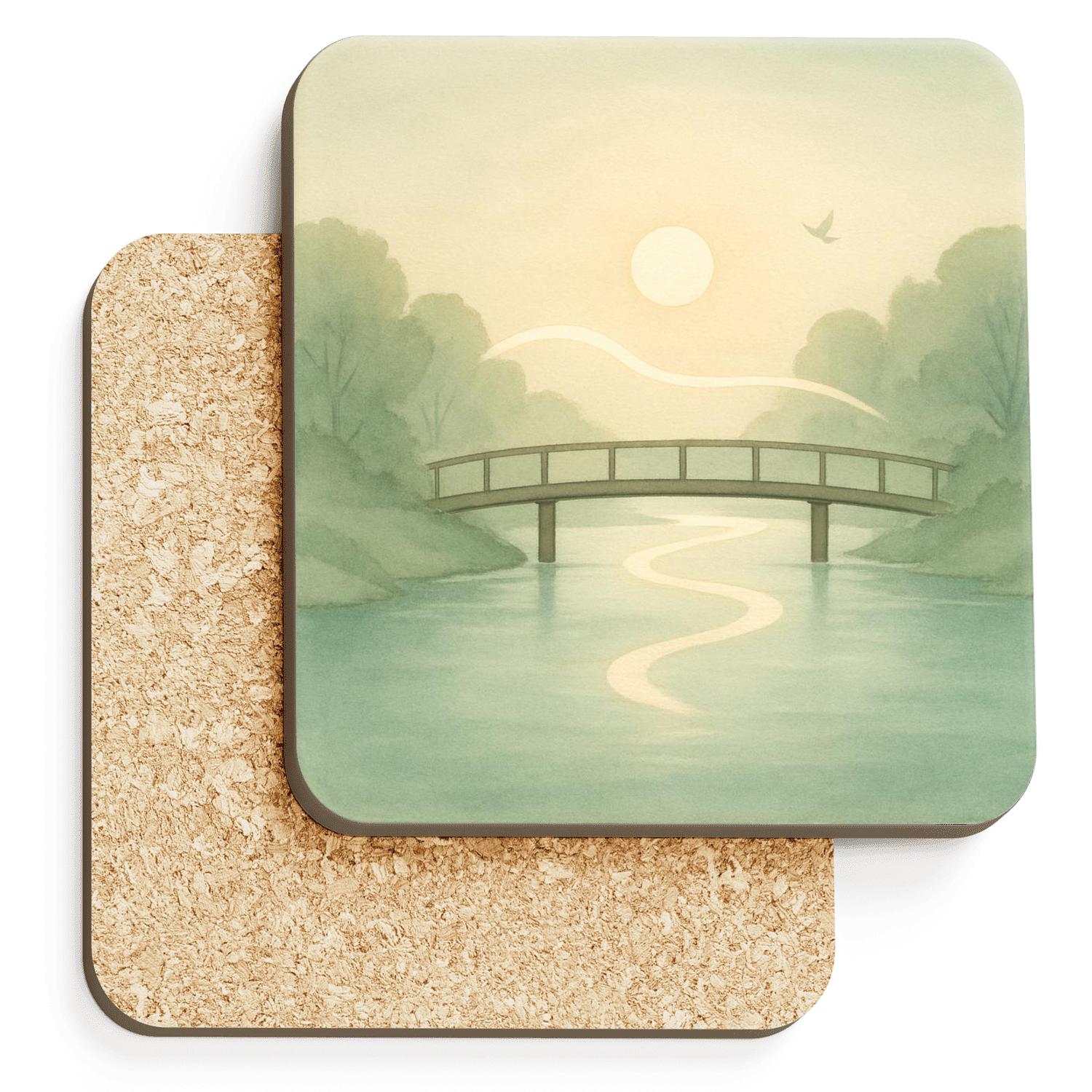 River Of Mercy Under Morning Light cork coaster sets