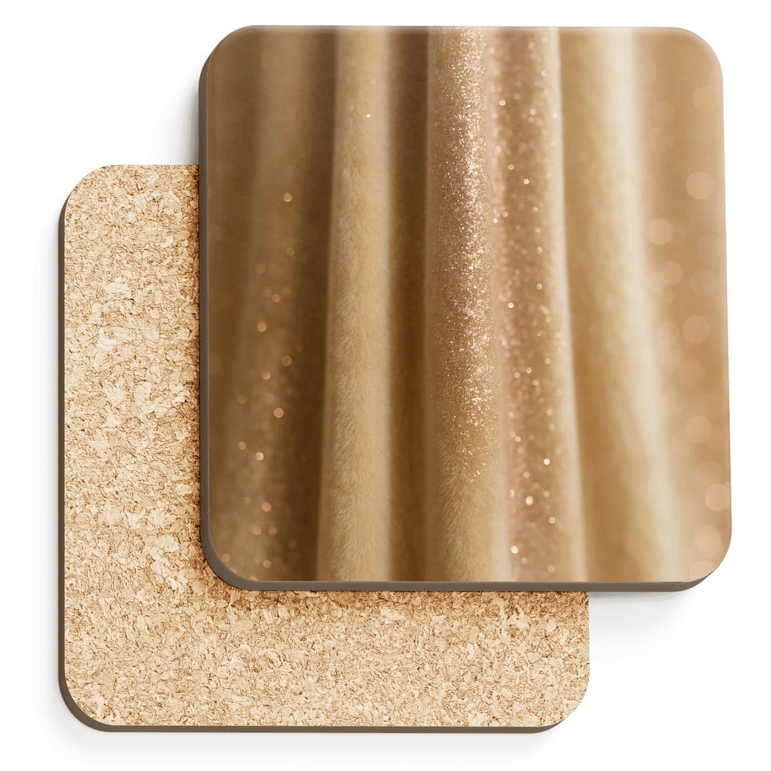 Champagne Velvet Glitter Cascade decorative beverage coasters