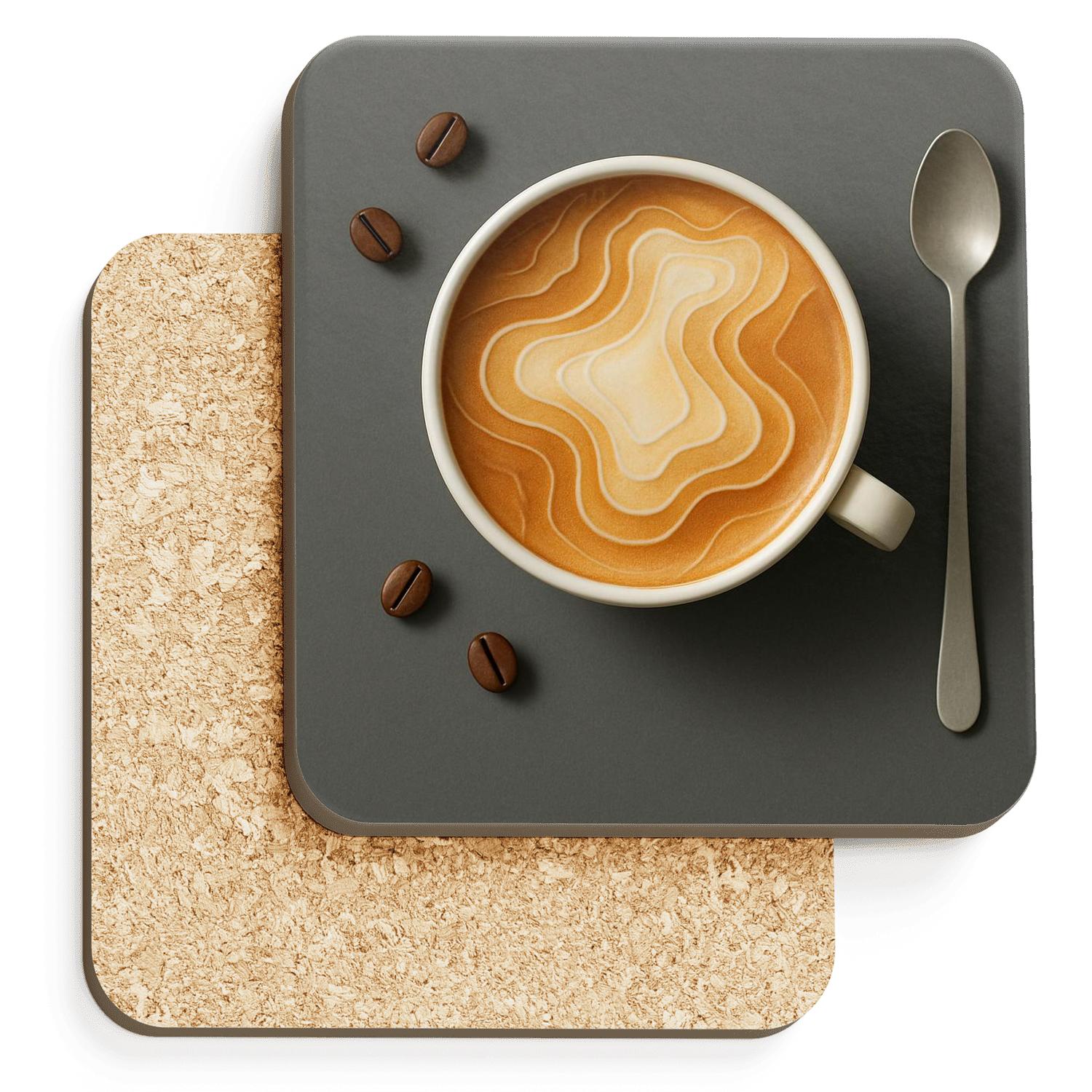 Latte Art Topography Map decorative beverage coasters