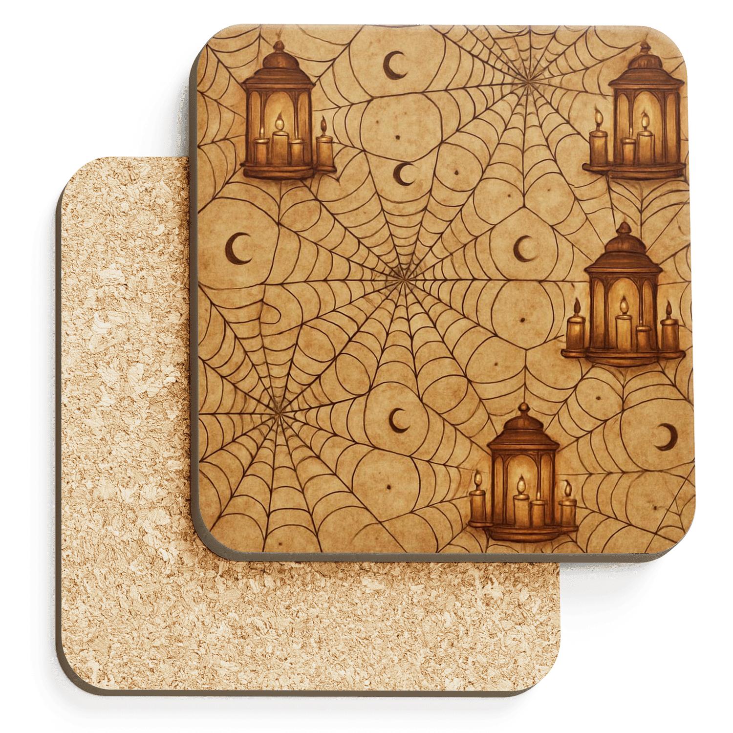 Sepia Haunted Parchment Lantern Cobweb Lattice stone coaster collections