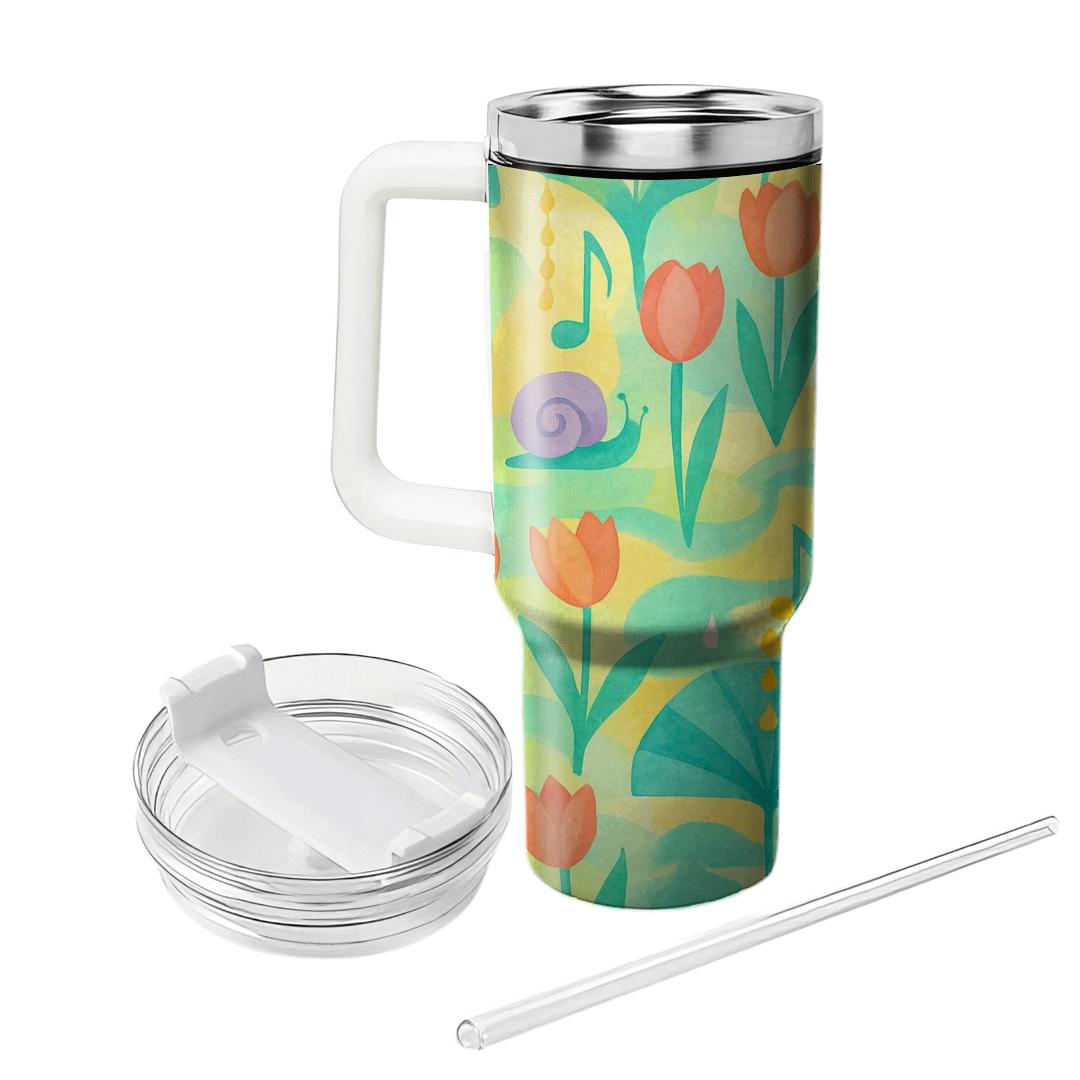 Spring Rain Garden Symphony tumblers with lids