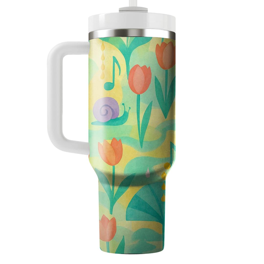 Spring Rain Garden Symphony tumblers with lids