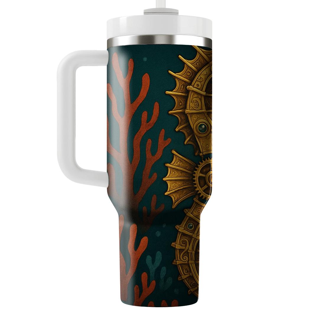 Clockwork Seahorse Garden tumblers with lids