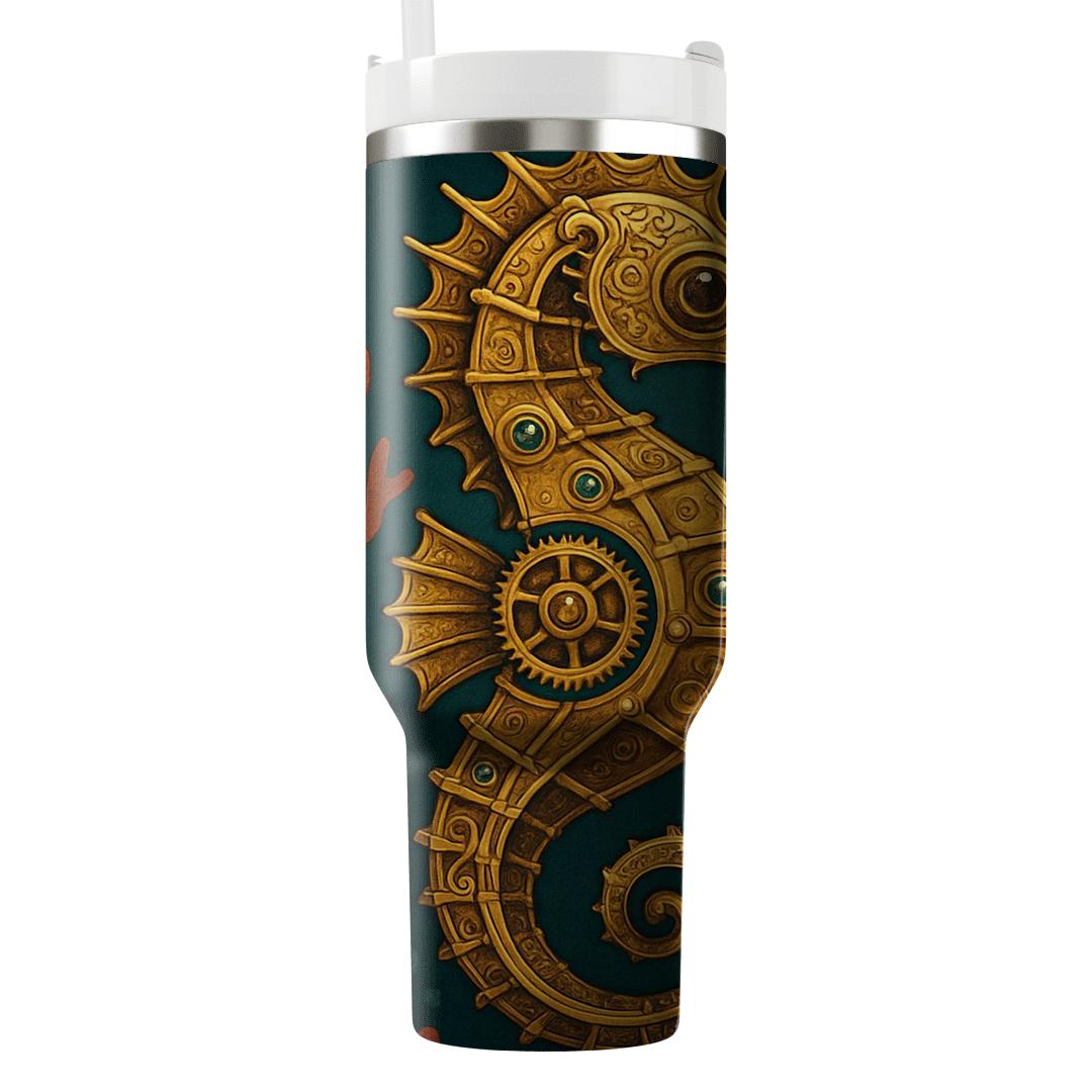 Clockwork Seahorse Garden tumblers with lids