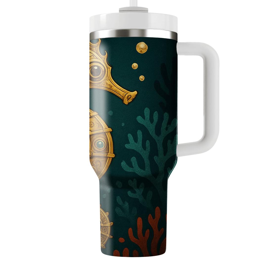 Clockwork Seahorse Garden tumblers with lids