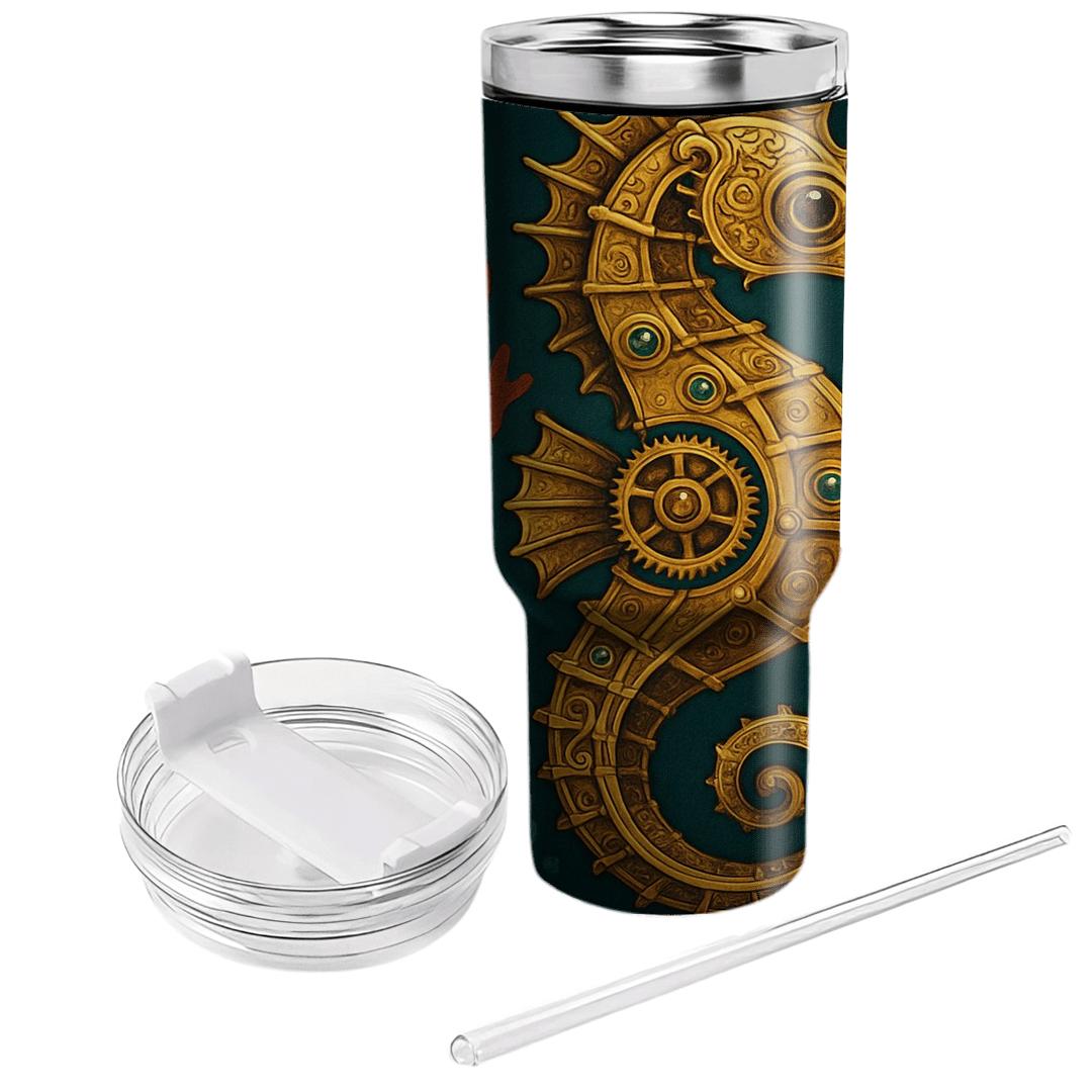 Clockwork Seahorse Garden tumblers with lids